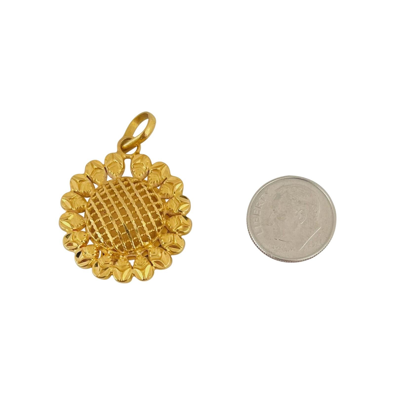 22 Karat Gelbgold Damen-Diamantschliff-Blumenanhänger 1