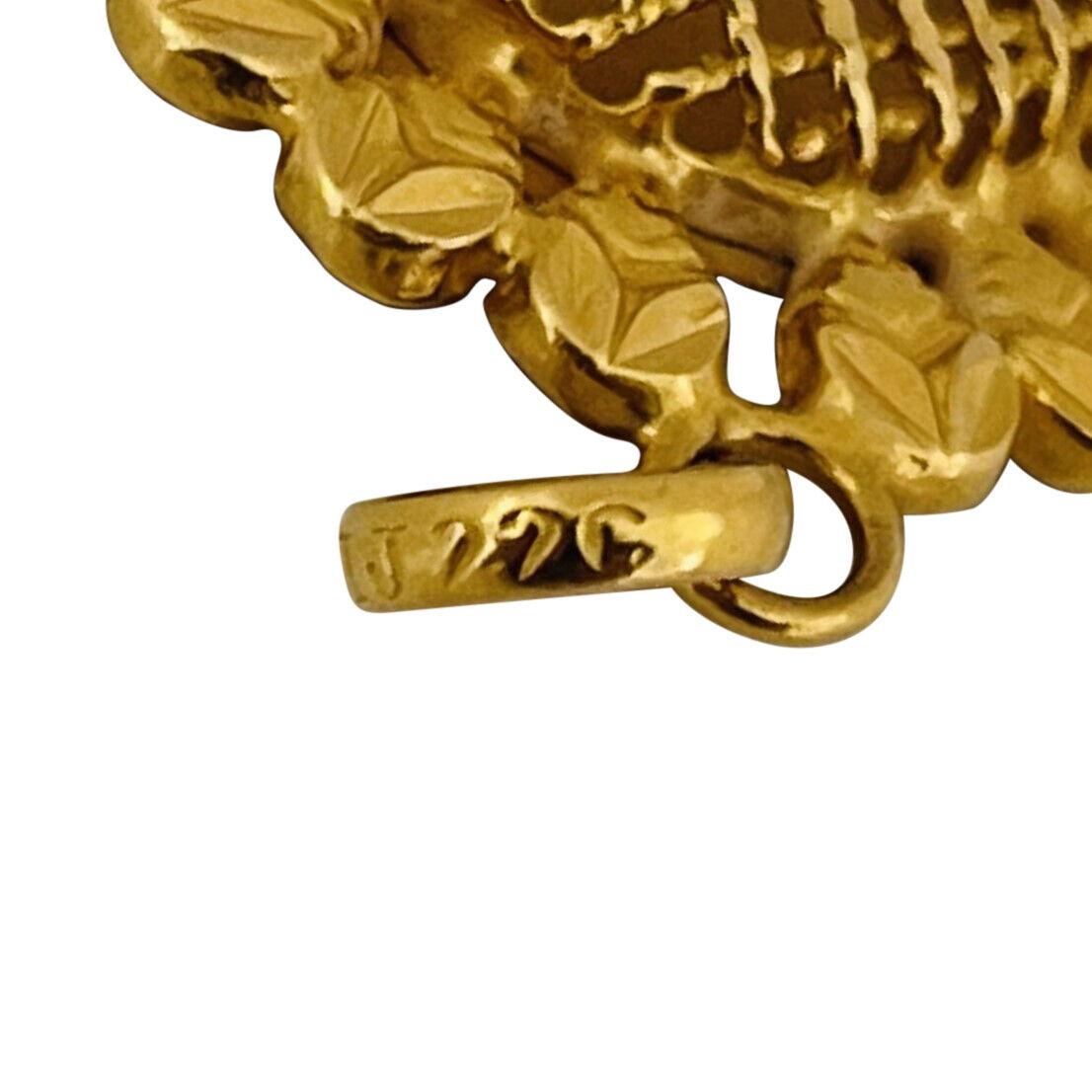 22 Karat Gelbgold Damen-Diamantschliff-Blumenanhänger 2