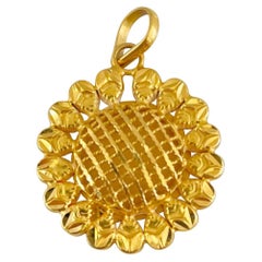 22 Karat Gelbgold Damen-Diamantschliff-Blumenanhänger