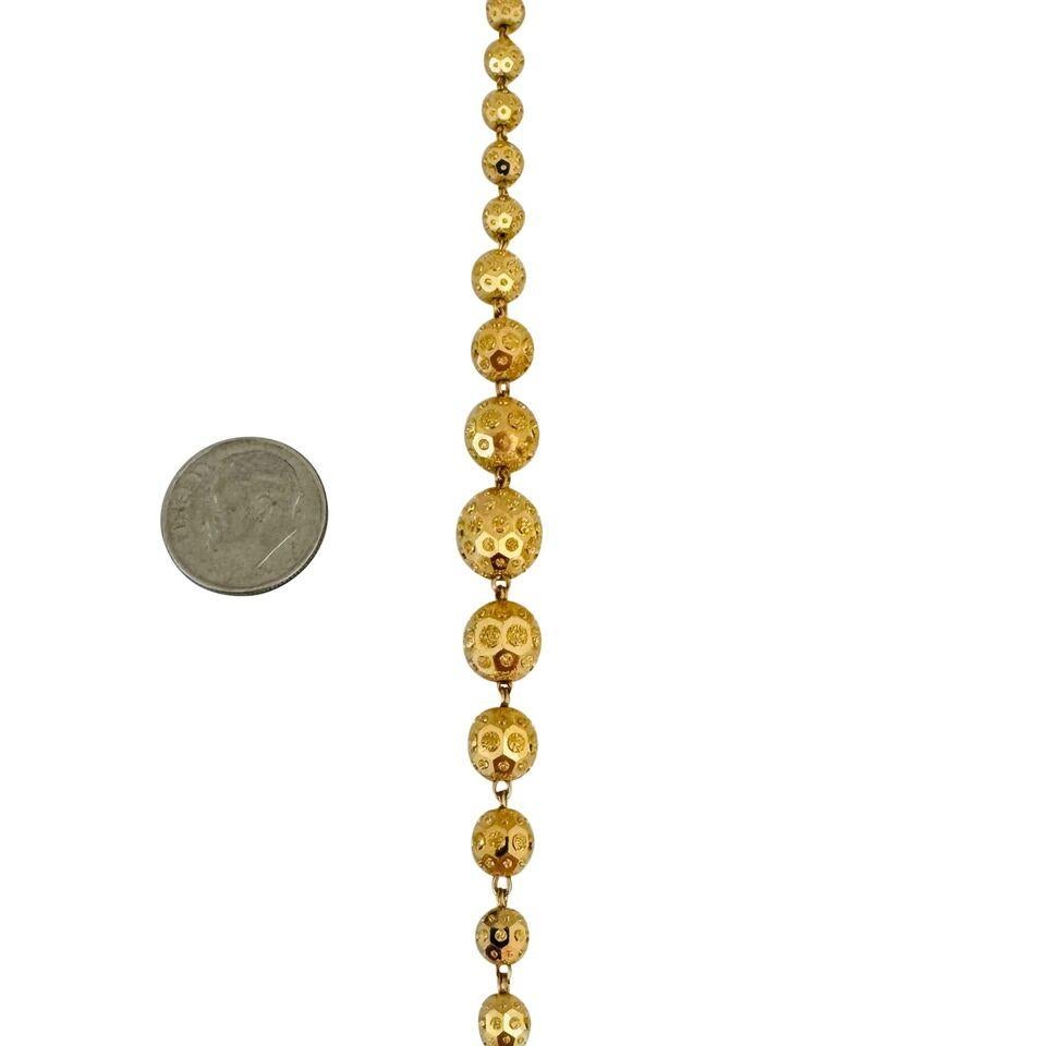 22 Karat Yellow Gold Ladies Graduated Fancy Ball Bead Link Necklace  1