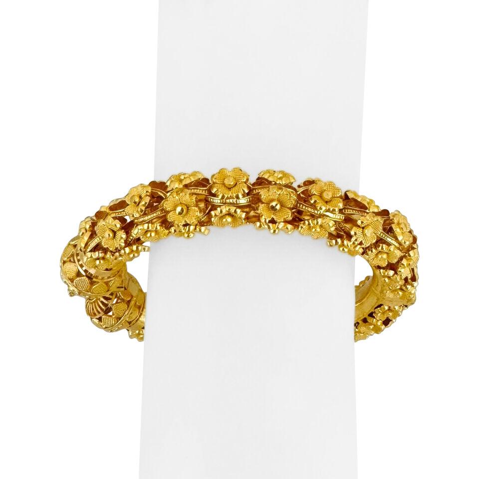 Bracelet jonc fantaisie lourd en or jaune 22 carats pour femmes  2
