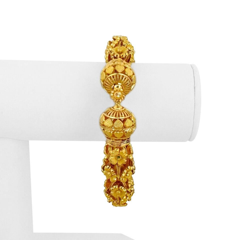 Bracelet jonc fantaisie lourd en or jaune 22 carats pour femmes  3