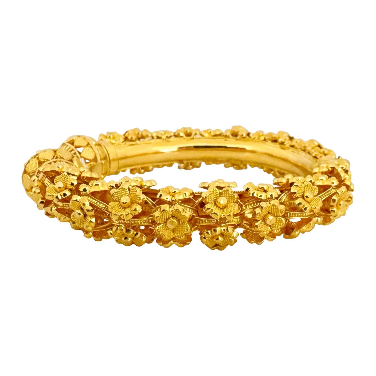 Bracelet jonc fantaisie lourd en or jaune 22 carats pour femmes  4