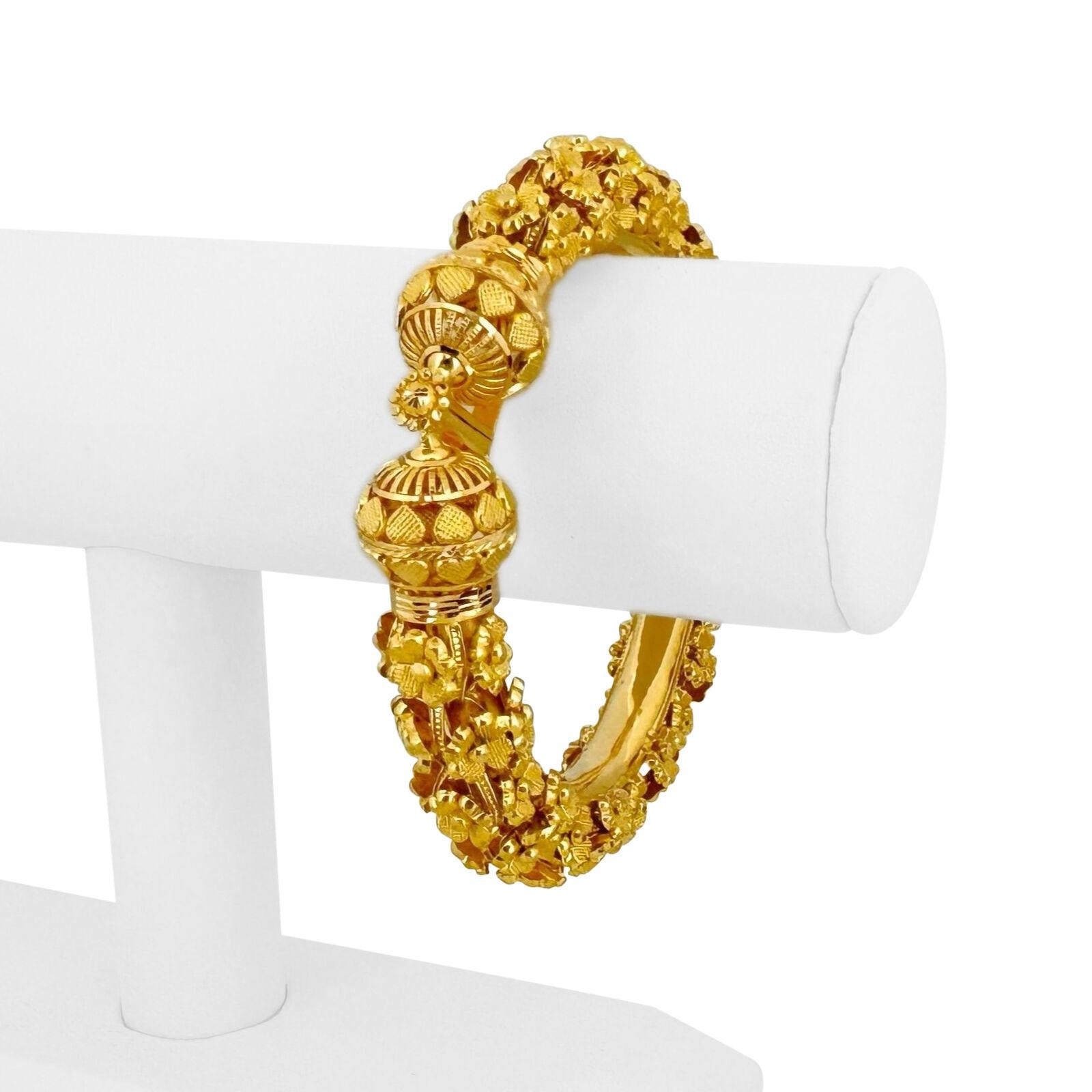 Bracelet jonc fantaisie lourd en or jaune 22 carats pour femmes  5