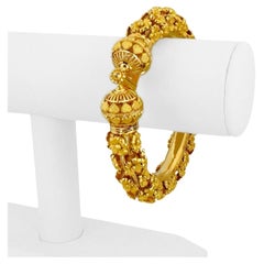 Bracelet jonc fantaisie lourd en or jaune 22 carats pour femmes 