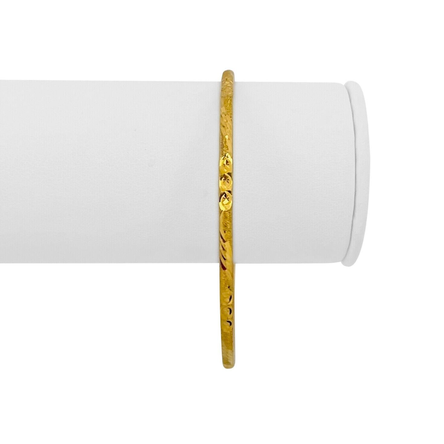 22k Gelbgold 6,6g Damen hohlen Flex 2,5 mm Diamantschliff Armreif Armband 7,5