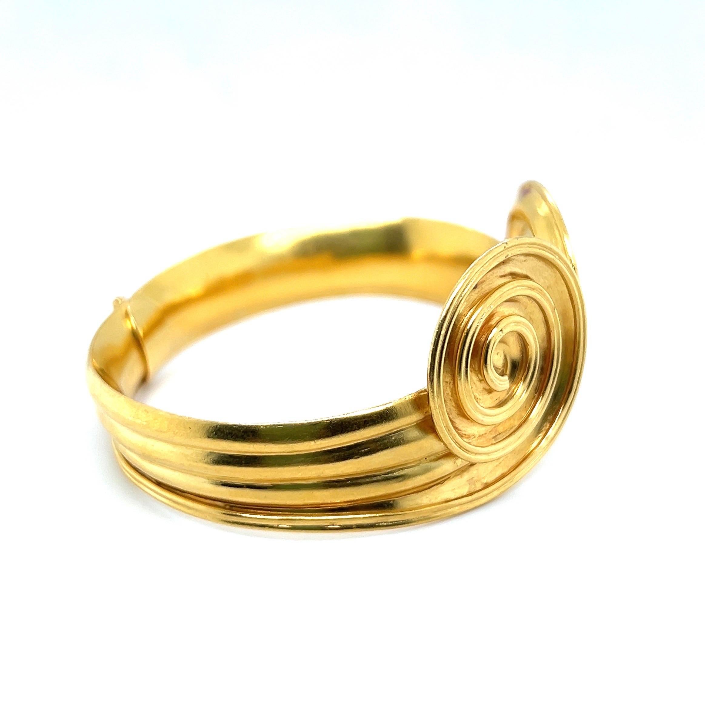 22 Karat Yellow Gold Lalaounis Bangle, 1970s For Sale 1