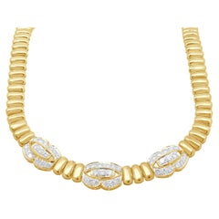 Collier en or jaune 22 carats à maillons et diamants