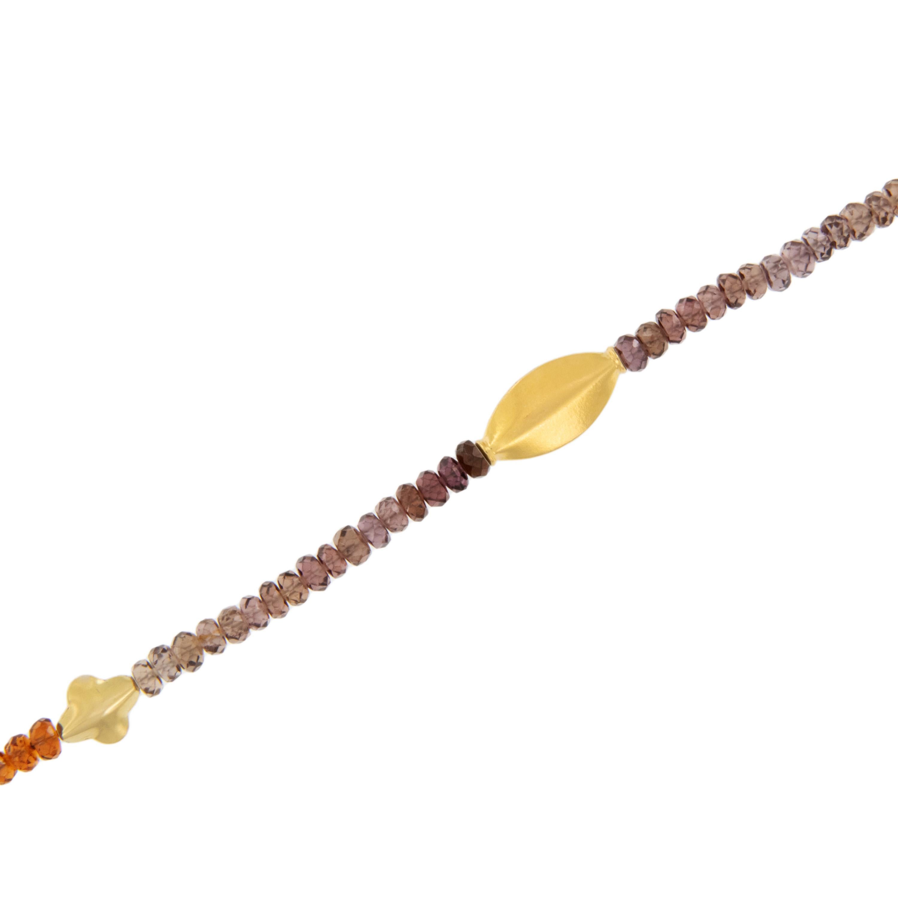 22 Karat Gelbgold Mehrfarbige facettierte Saphir-Perlenkette mit facettierten Perlen  im Zustand „Neu“ im Angebot in Troy, MI