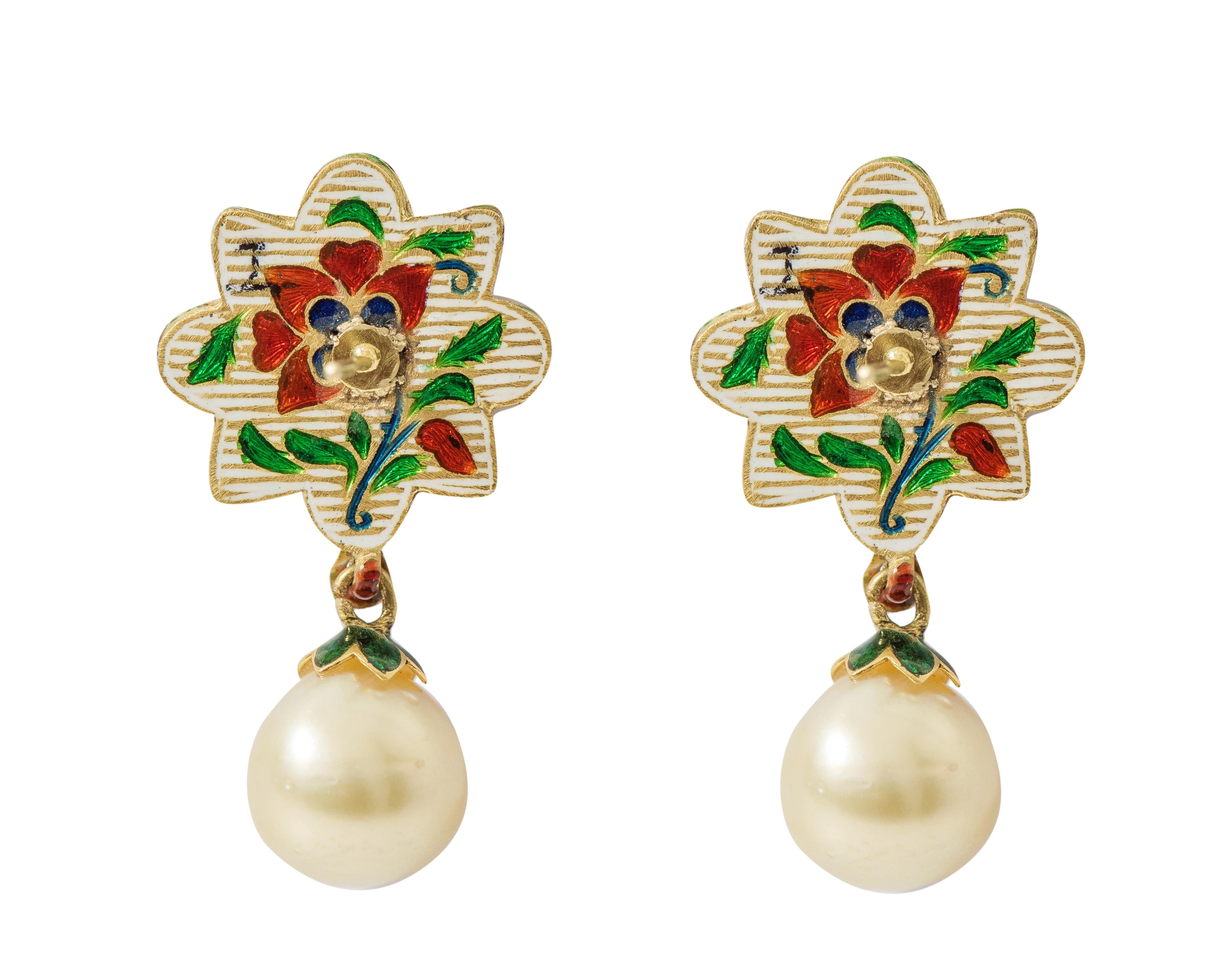 14 kt 18k 22k yellow gold dangle drop earrings hallmark stamped handmade traditional long earrings