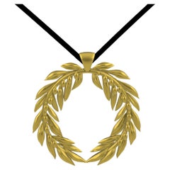 22 Karat Yellow Gold Olive Marathon Wreath Pendant 