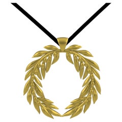 22 Karat Yellow Gold Olive Marathon Wreath Pendant