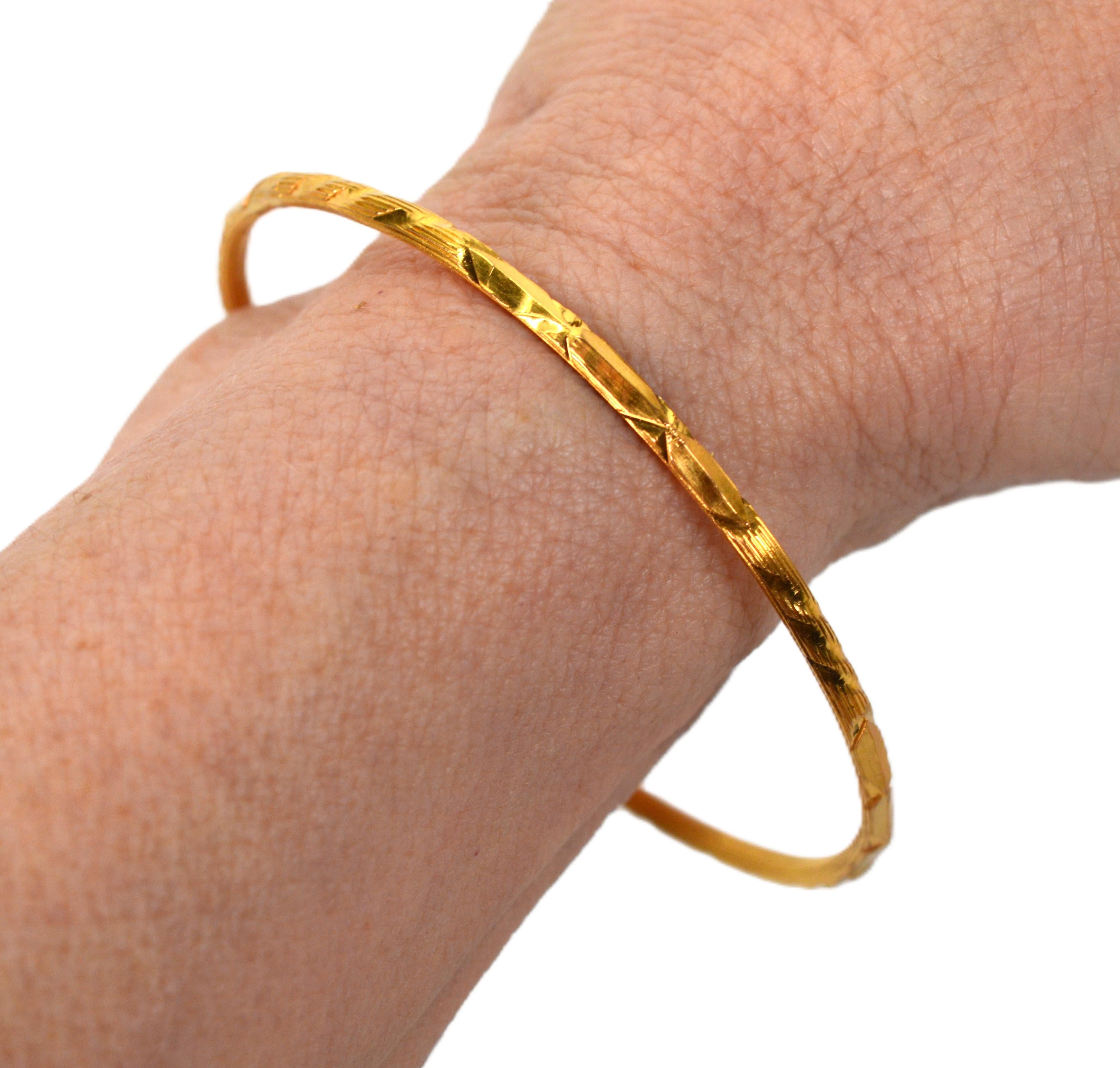Pulsera brazalete clásica de oro amarillo de 22 quilates en venta 1