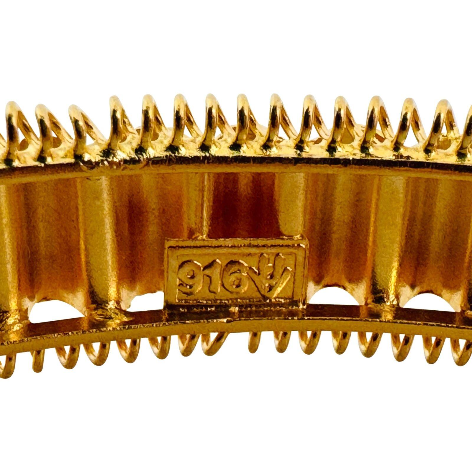 22 Karat Yellow Gold Solid Diamond Cut Fancy Bangle Bracelet  1