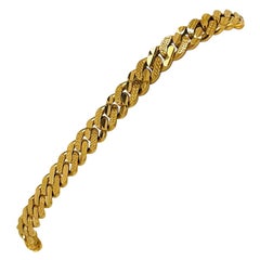 22 Karat Yellow Gold Solid Diamond Cut Fancy Curb Link Bracelet