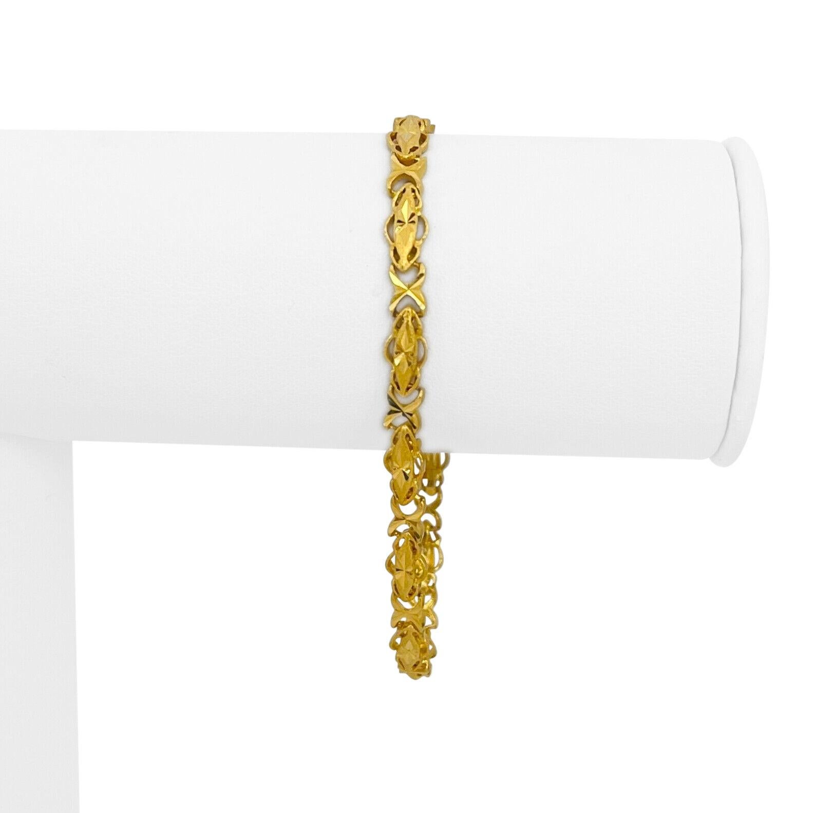 22 Karat Yellow Gold Solid Diamond Cut Presidential Link Bracelet For