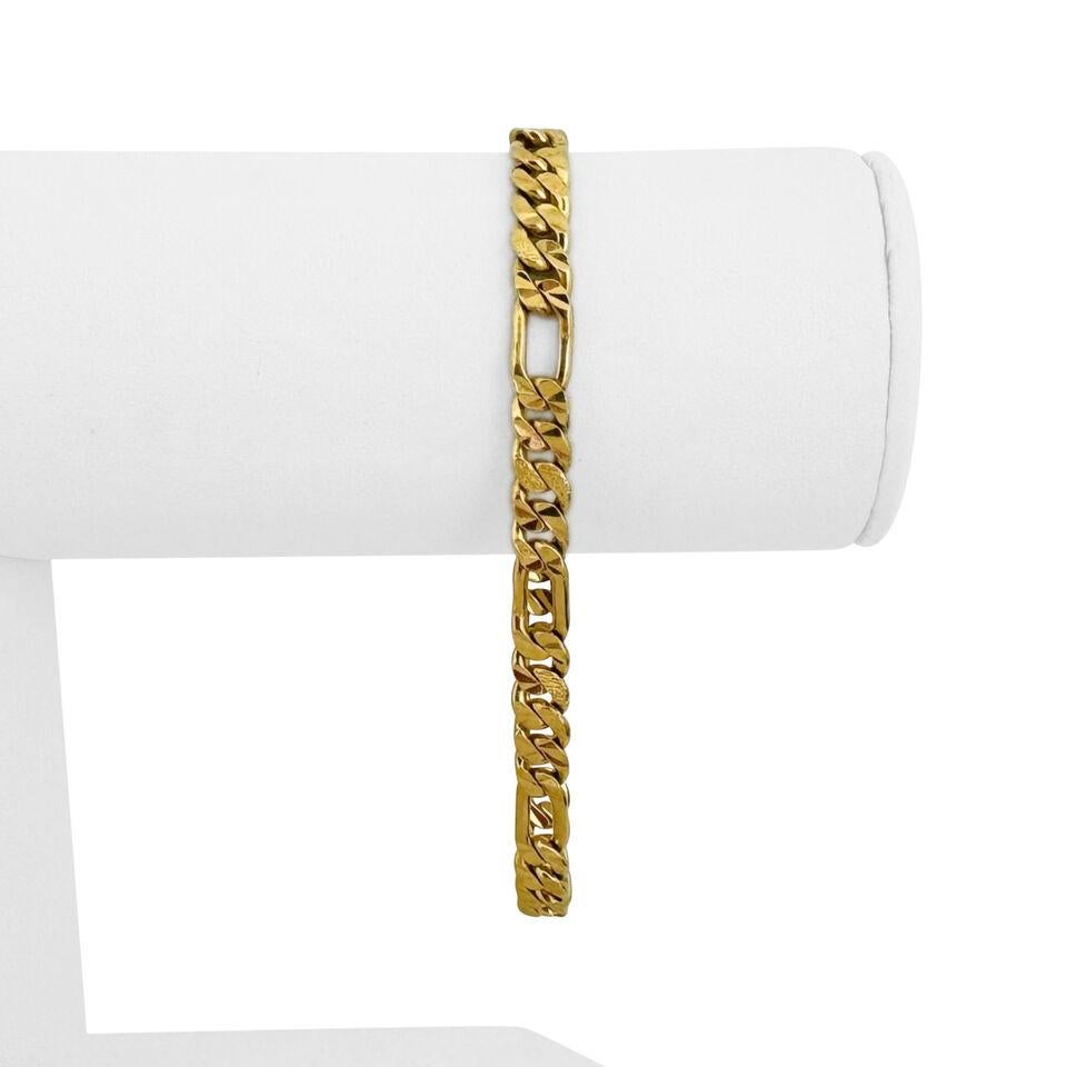 22k Yellow Gold 20.2g Solid Diamond Cut 5.5mm Figaro Link Bracelet 7.75