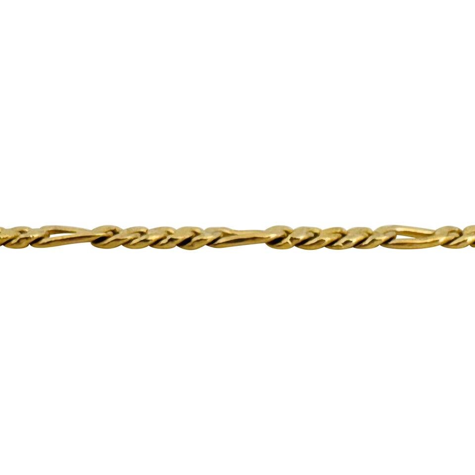 22 Karat Yellow Gold Solid Diamond Cut Figaro Link Bracelet  In Good Condition In Guilford, CT