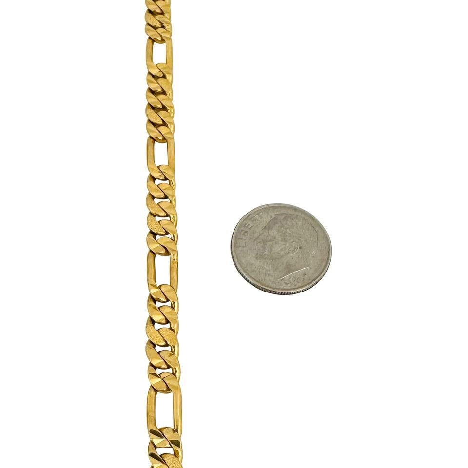 Women's or Men's 22 Karat Yellow Gold Solid Diamond Cut Figaro Link Bracelet 