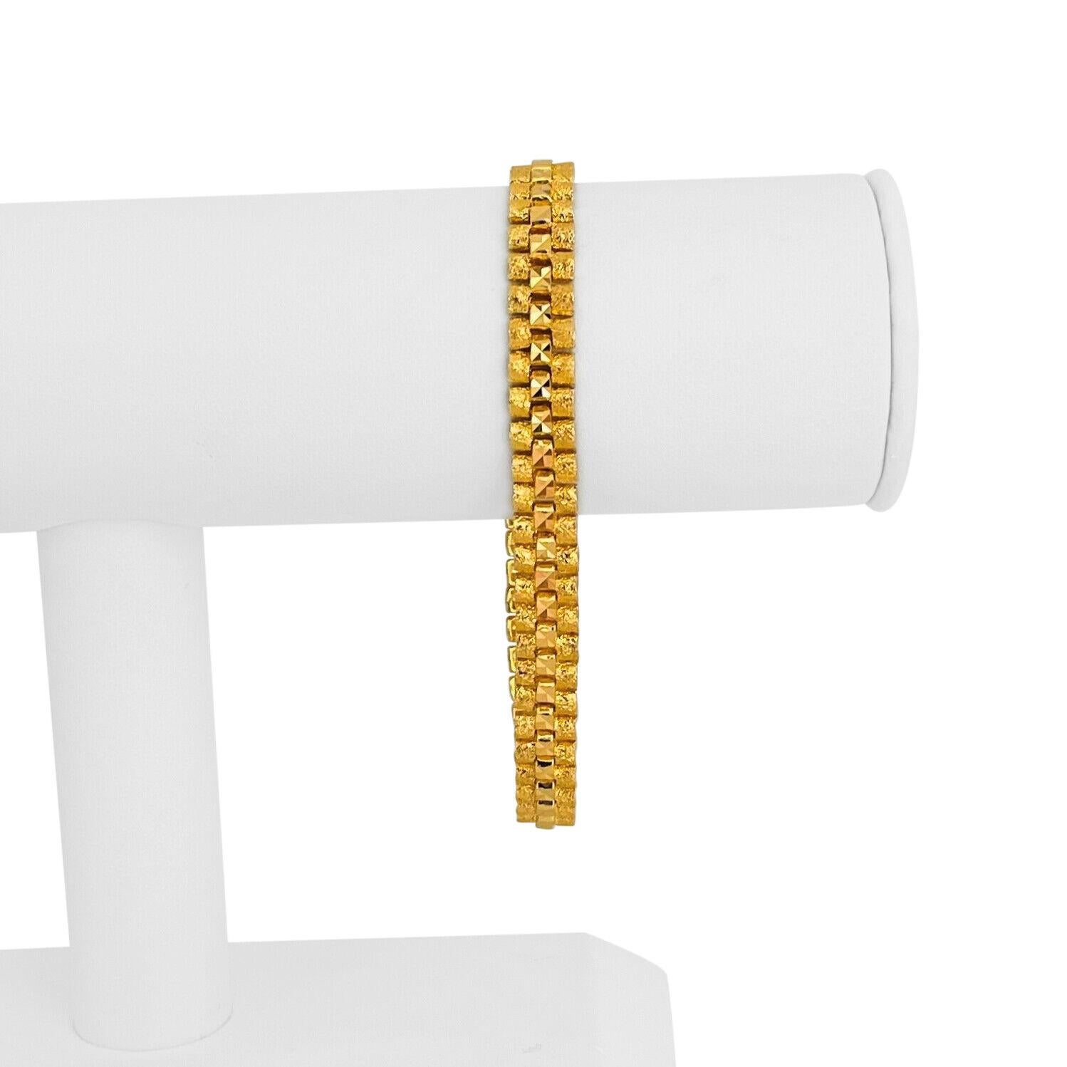 22k Gelbgold 31g solide Diamantschliff 7,5 mm Presidential Link Armband 8