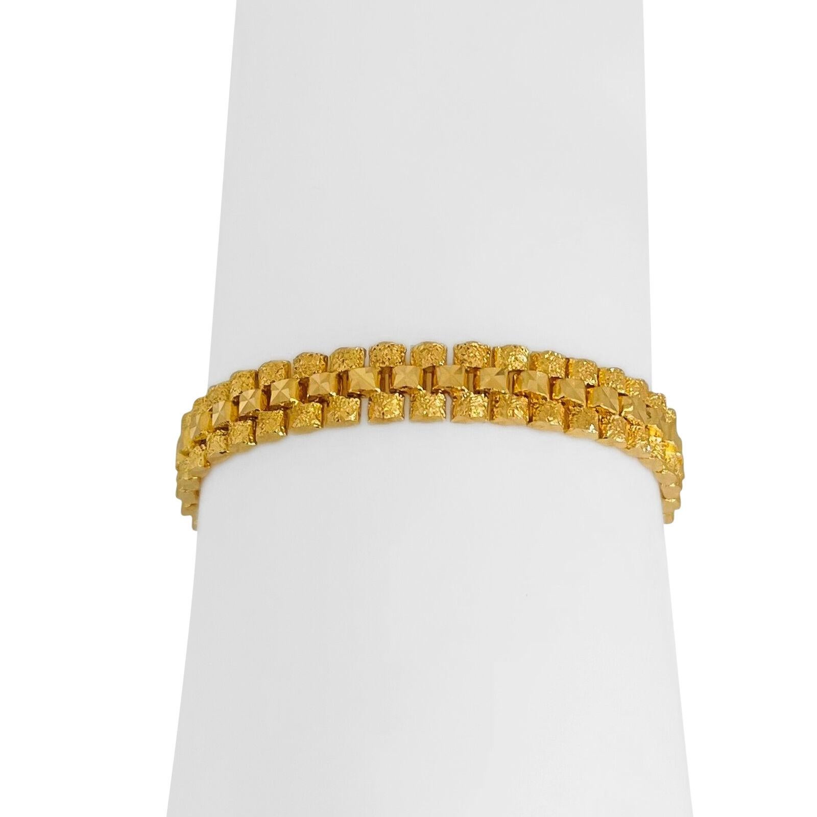 22 Karat Gelbgold Massives Presidential-Gliederarmband mit Diamantschliff 3
