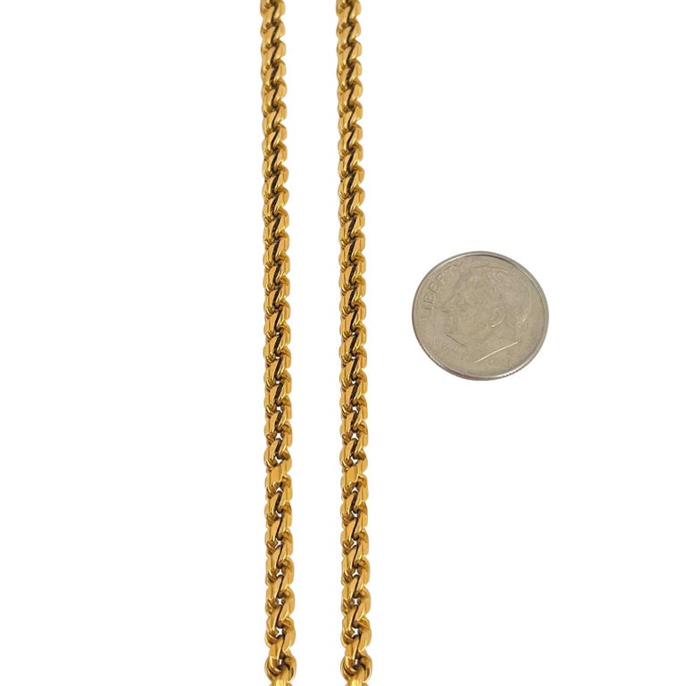 22 Karat Yellow Gold Solid Heavy Diamond Cut Rope Chain Necklace For