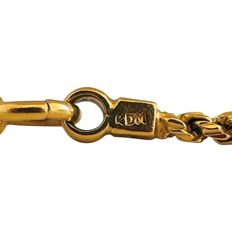 22 Karat Yellow Gold Solid Heavy Diamond Cut Rope Chain Necklace For