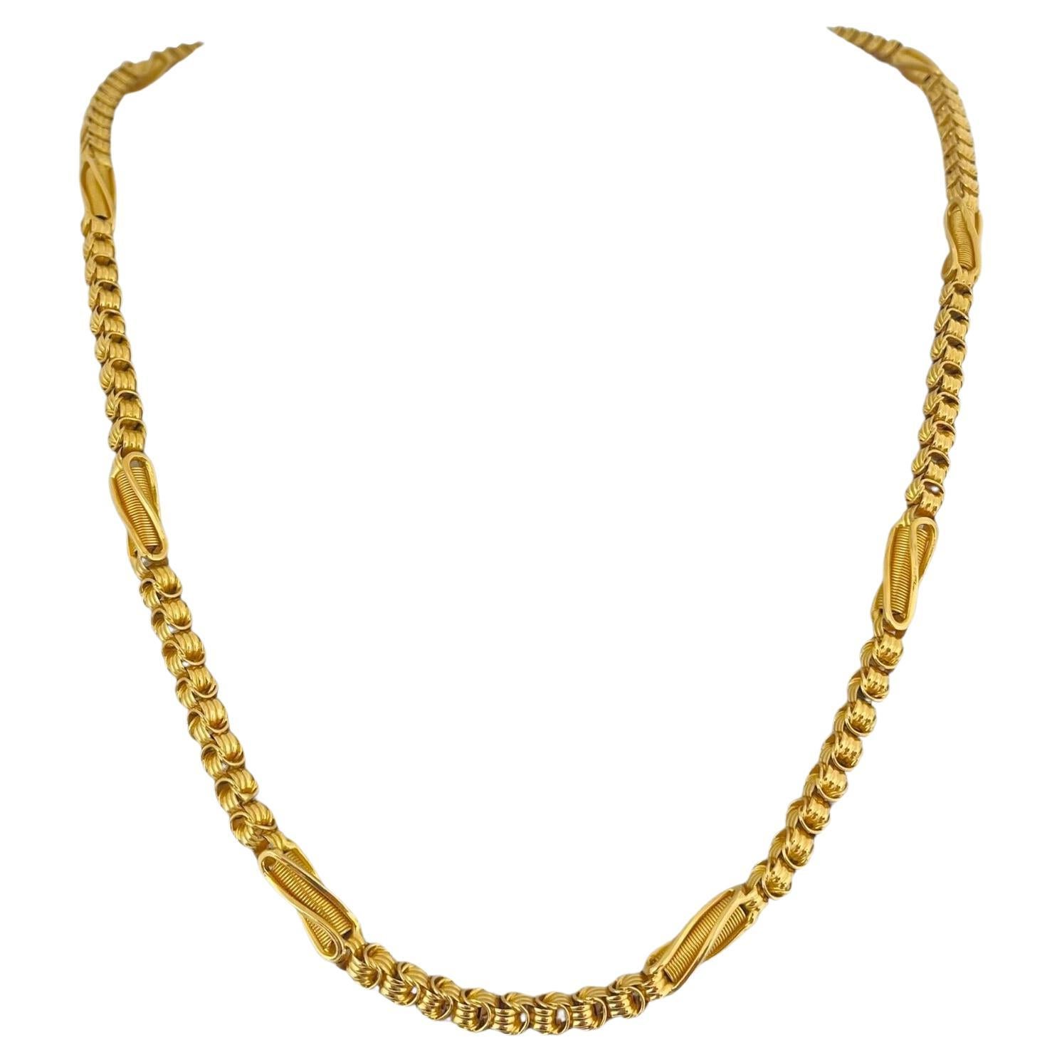 22 Karat Yellow Gold Solid Heavy Fancy Spiral Curb Link Chain Necklace ...