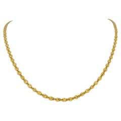 22 Karat Yellow Gold Solid Heavy Fancy Spiral Curb Link Chain Necklace