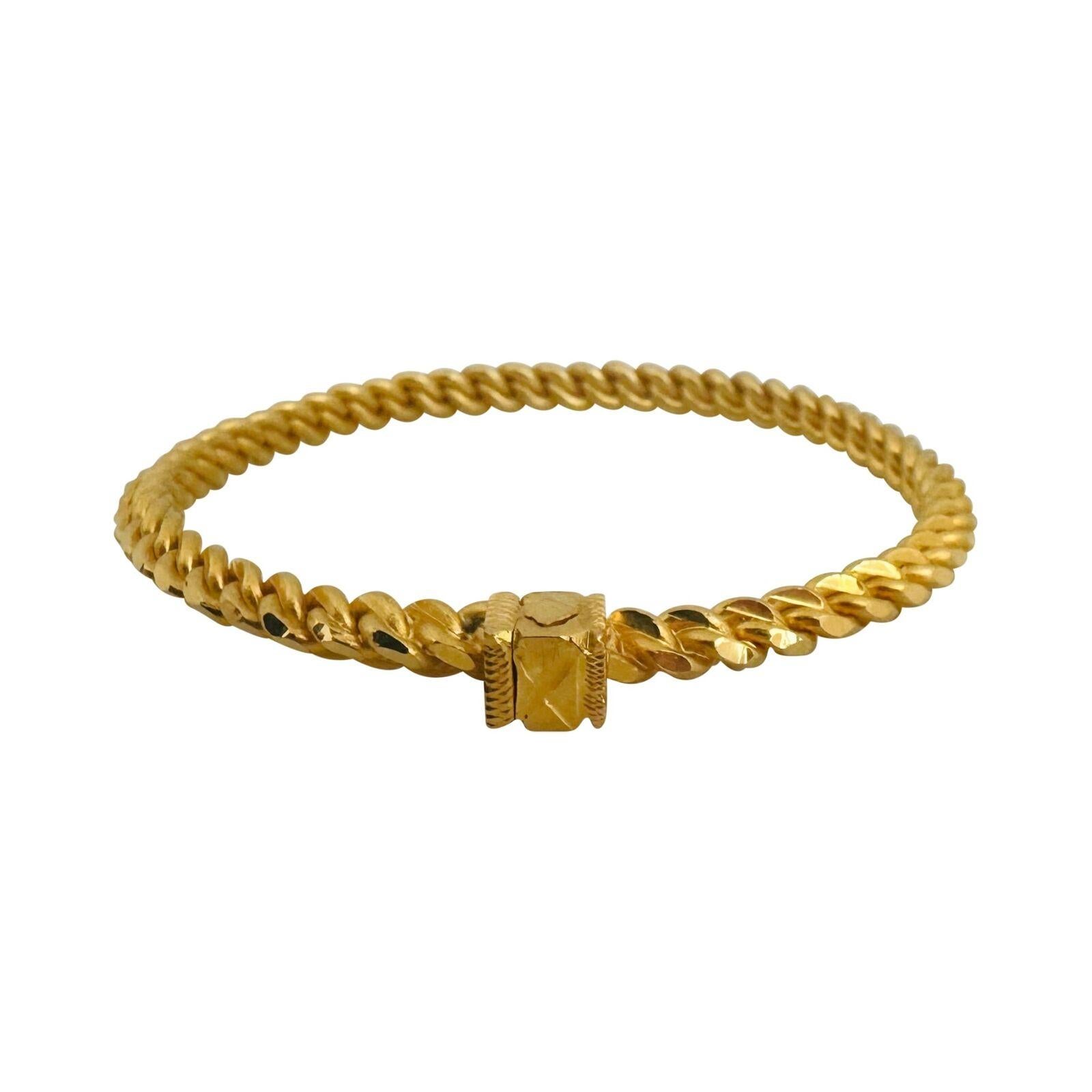 Women's or Men's 22 Karat Yellow Gold Solid Heavy Flex Twisted Bangle Bracelet
