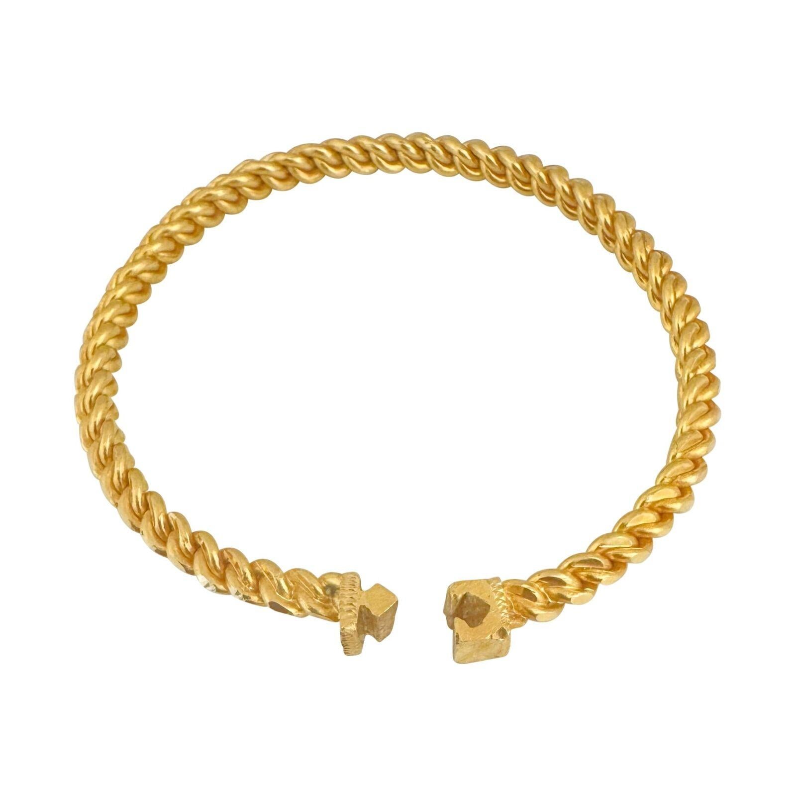 22 Karat Yellow Gold Solid Heavy Flex Twisted Bangle Bracelet 2