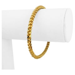 22 Karat Yellow Gold Solid Heavy Flex Twisted Bangle Bracelet 