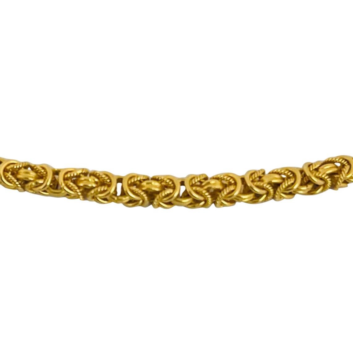 22 Karat Yellow Gold  Solid Heavy Squared Byzantine Link Chain Necklace In Good Condition In Guilford, CT
