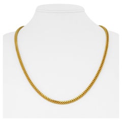 22 Karat Yellow Gold Solid Heavy Squared Franco Link Chain Necklace 