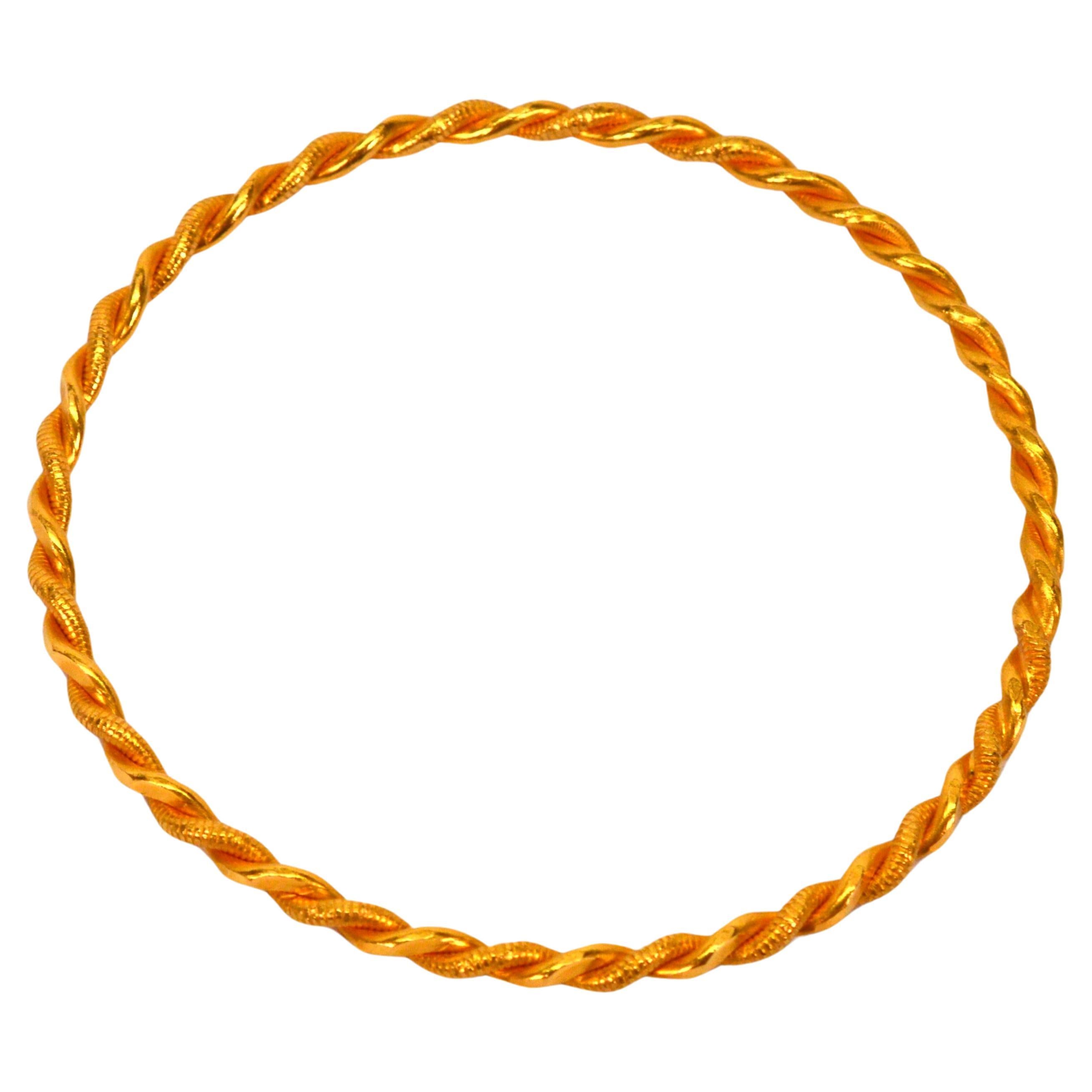 22 Karat Gelbgold gedrehtes Kabel-Armreif