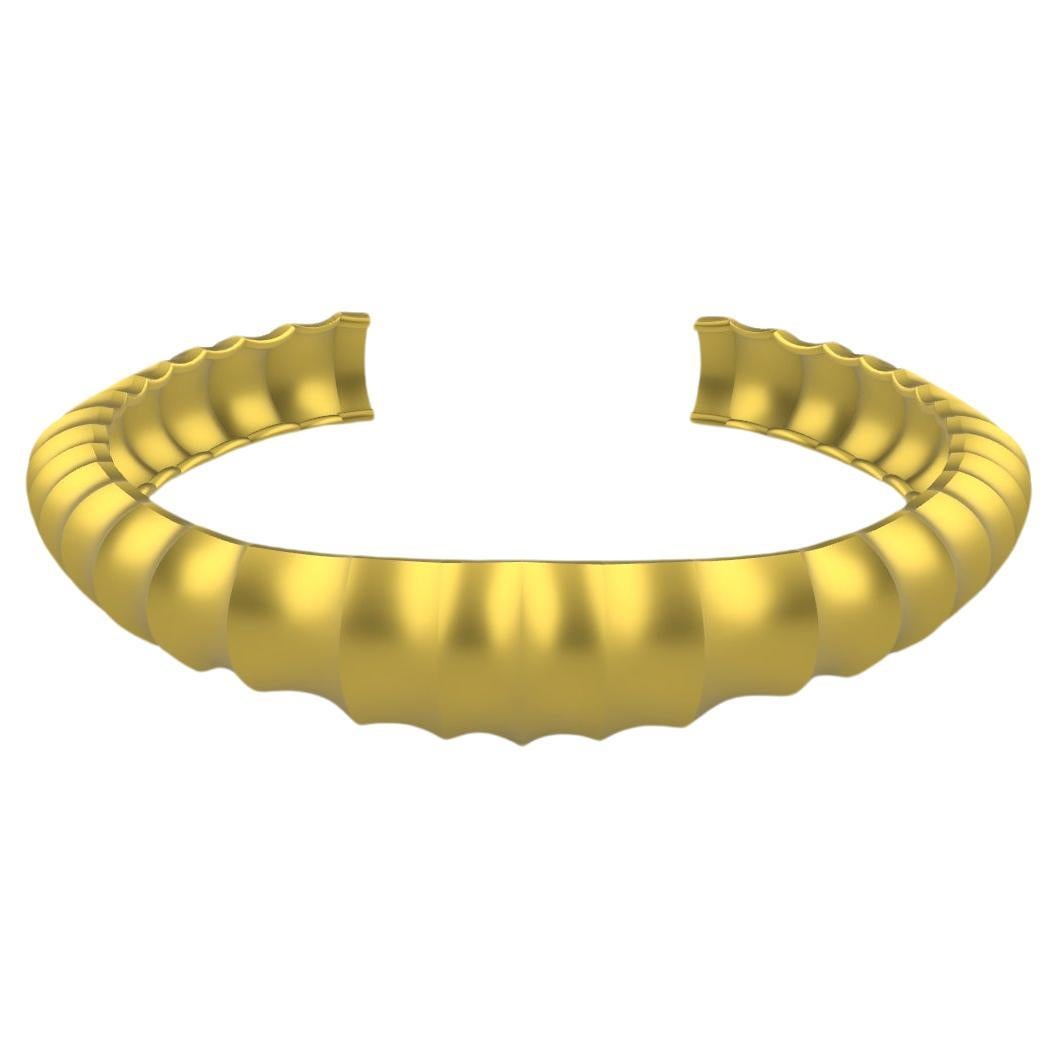 22 Karat Yellow Gold Virginia Small Concave Cuff Bracelet