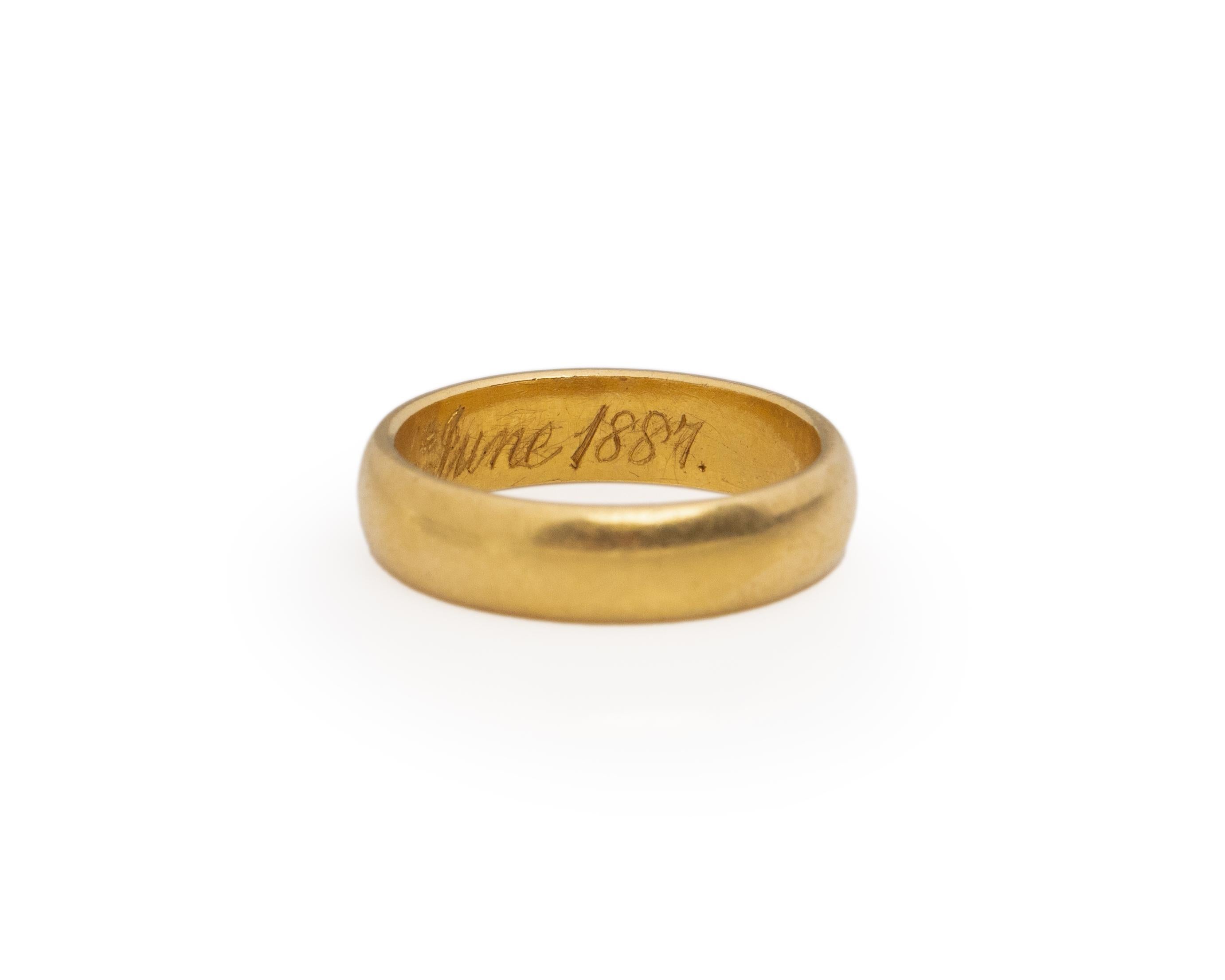 Ring Size: 6
Metal Type: 22K Yellow Gold [Hallmarked, and Tested]
Weight: 6.0 grams

Finger to Top of Stone Measurement: 1.5mm
Condition: Excellent