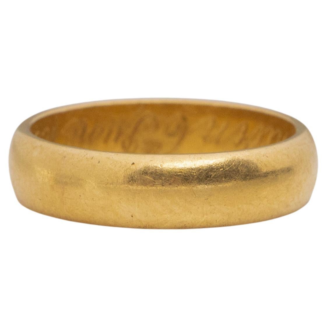 22 Karat Yellow Gold Wedding Band For Sale