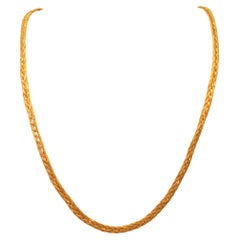 22 Karat Gelbgold geflochtene flache geflochtene Kette Halskette