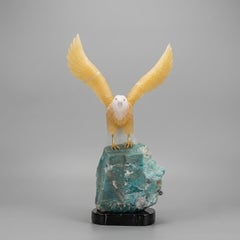 2.2 Kgs Hand-carved Natural Yellow Calcite Eagle Amazonite Sculpture Figurine