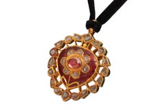 22 Kt Anhänger / Hänger mit Diamanten im Rosenschliff & Edelsteinen