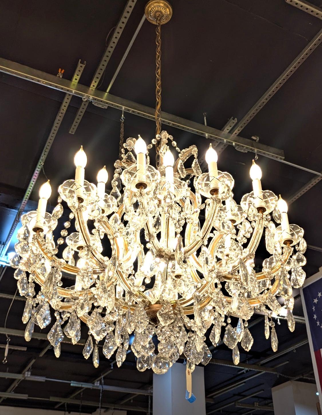 22 Light Marie Therese Crystal Chandelier w E12 Sockets UL Listing In Good Condition In New York, NY