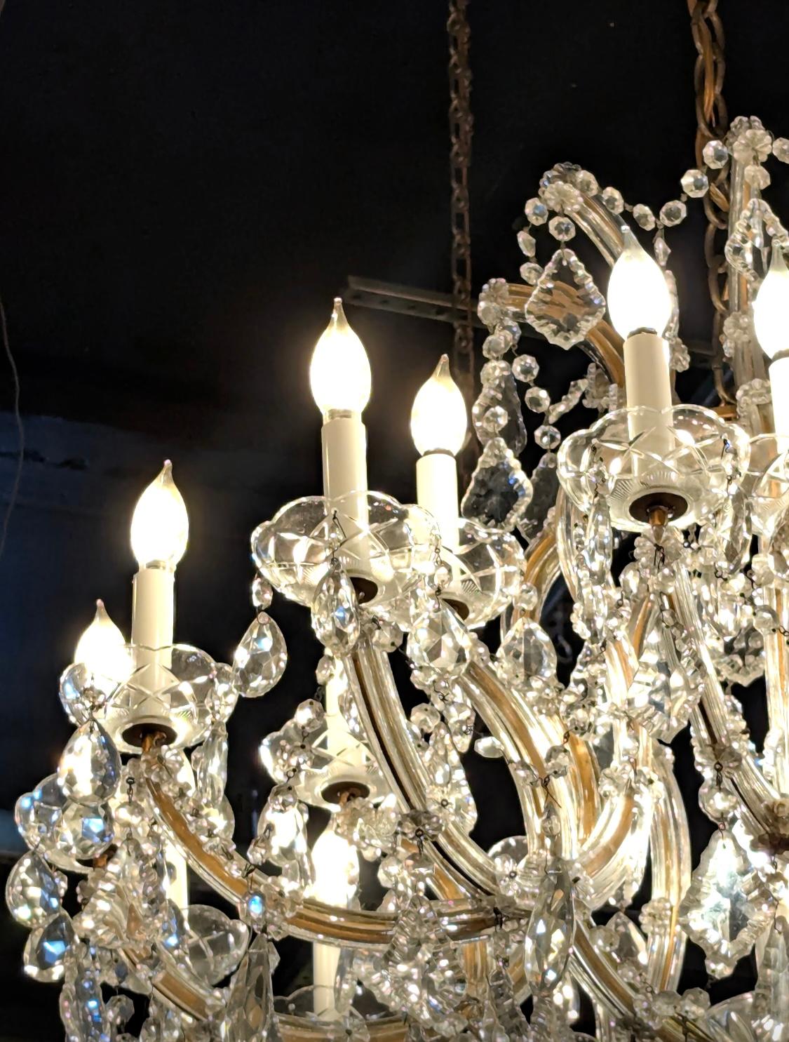 20th Century 22 Light Marie Therese Crystal Chandelier w E12 Sockets UL Listing
