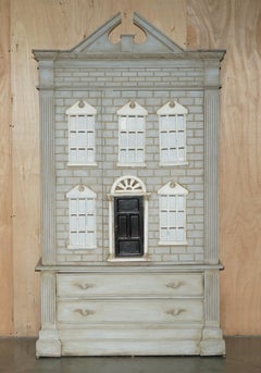 2.2 METER TALL GEORGIAN TOWN HOUSE ANTiQUE PAINTED WARDROBE WITH DRAWERS