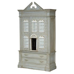 2.2 METER TALL GEORGIAN TOWN HOUSE ANTiQUE PAINTED WARDROBE WITH DRAWERS