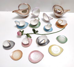 Juego de desayuno de cerámica de colores de 22 piezas de Italo Casini, Sesto Fiorentino