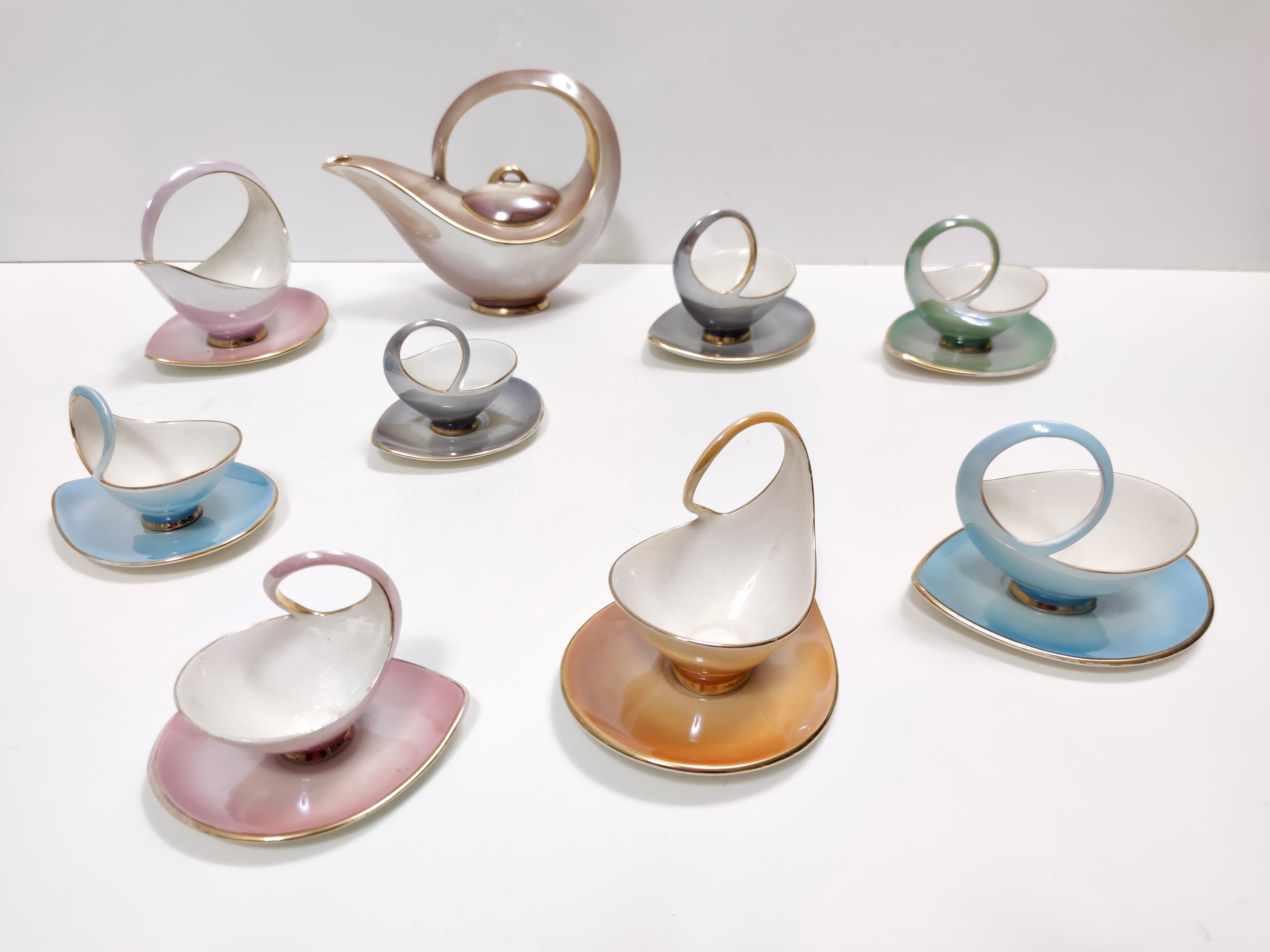 22-teiliges farbenfrohes Frühstücks-Set aus Keramik von Italo Casini, Sesto Fiorentino (Moderne der Mitte des Jahrhunderts) im Angebot