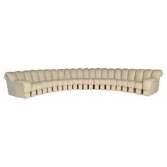 Vintage 22-Piece De Sede DS 600 'Snake' Non-Stop Sectional Sofa in Crème Leather