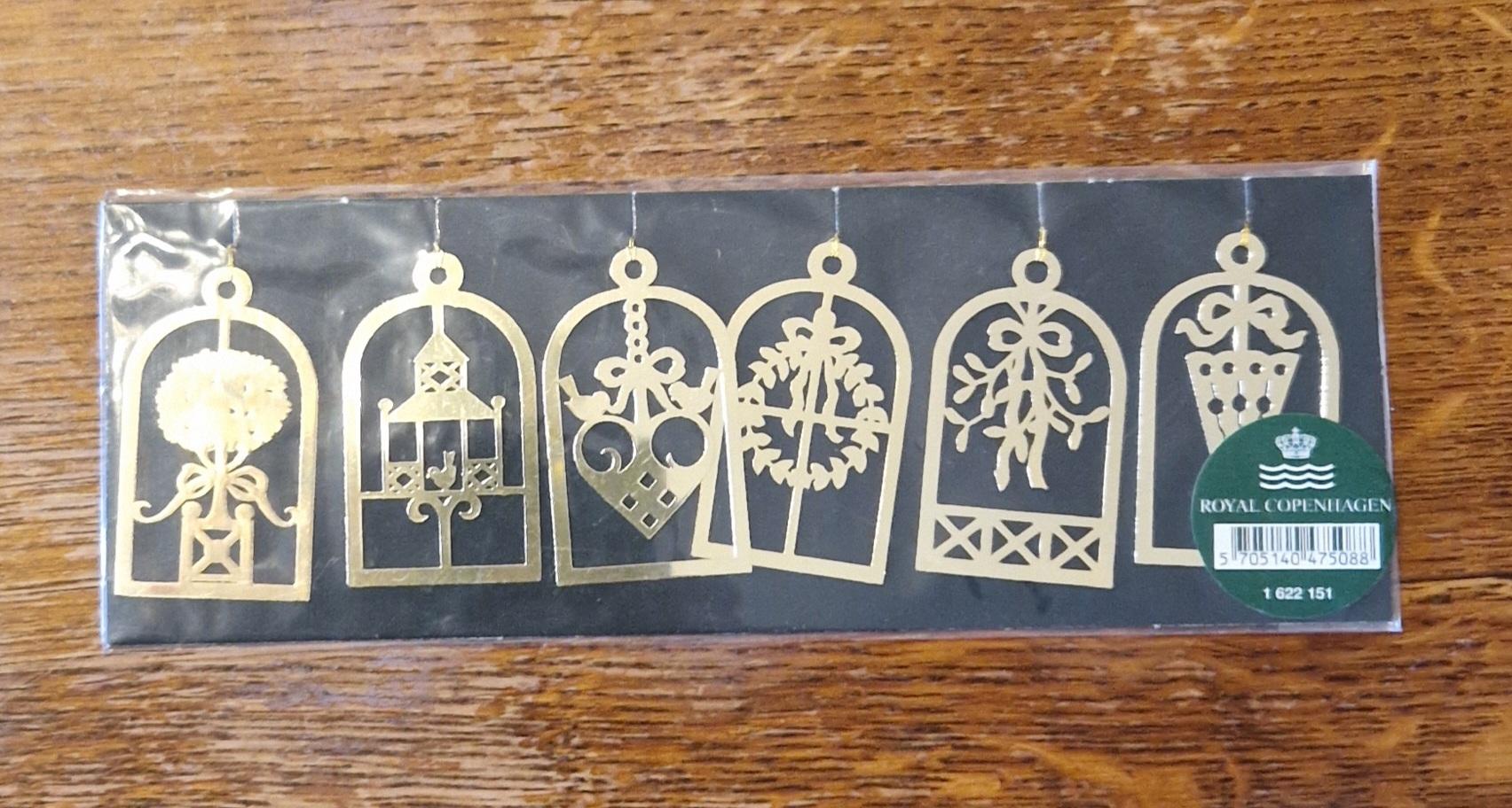 22 ornamenti per l'albero di Natale dorati di Royal Copenhagen in confezione originale in vendita 2