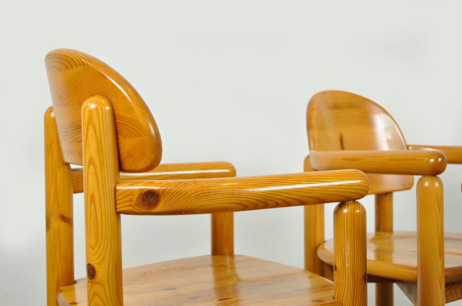 2×2 Esszimmerstühle aus Kiefernholz von Rainer Daumiller für Hirtshals Sawmills, 1970er Jahre im Angebot 8